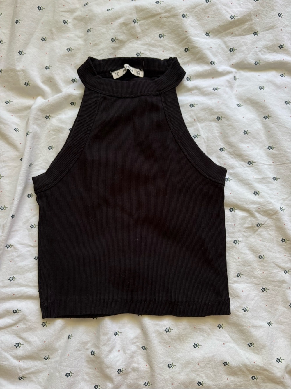 Rubbed high neckline cropped tank